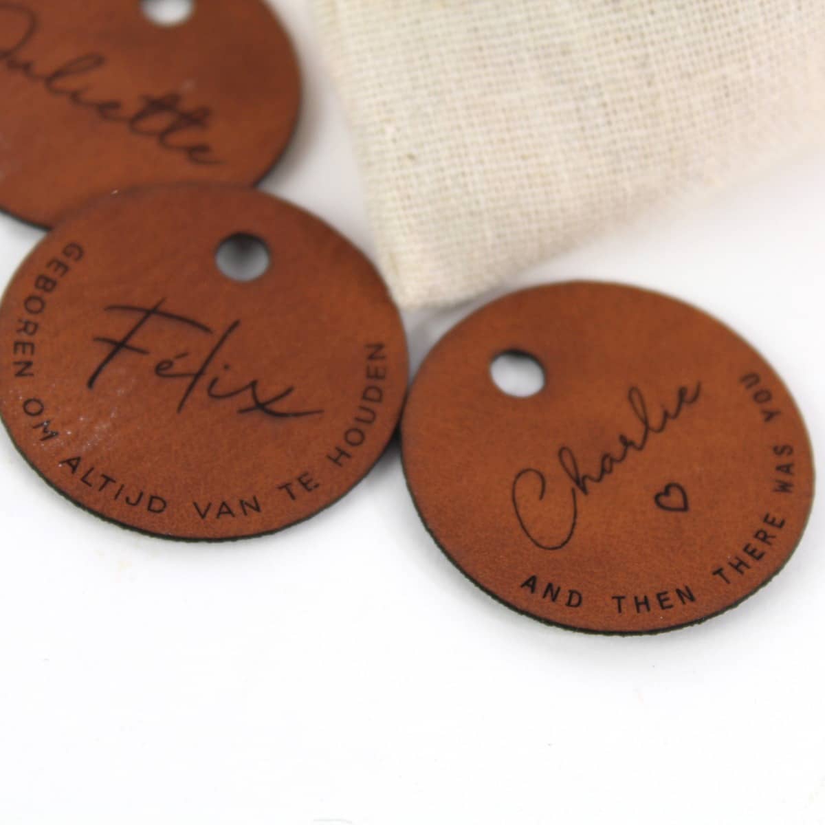 Label leer rond brown- gegraveerd - Afbeelding 5
